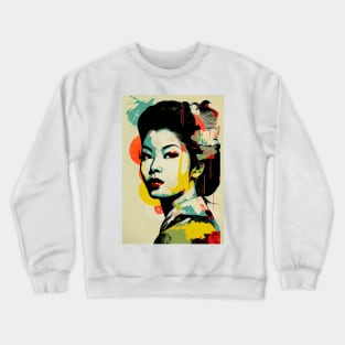 Vintage asian woman in pop-art style Crewneck Sweatshirt